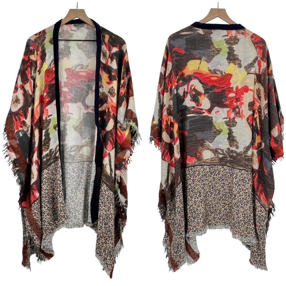 Anthropologie x Conditions Apply Vinario Duster Kimono Multicolor Cheetah | OS